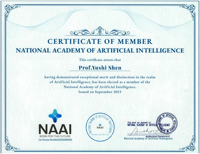 沈寓实博士当选美国国家人工智能科学院院士